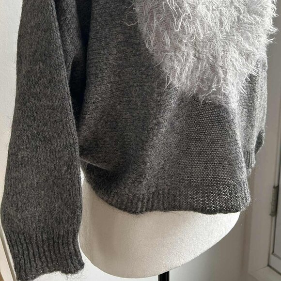Rebelqueen by Liu Jo Dark Heather Grey Mohair-Blend Dolman Heart Sweater – EU M - Picture 2 of 12